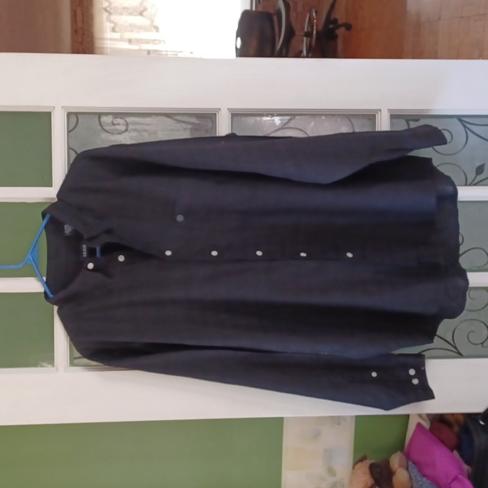 Izod men's shirt long sleeve black 55 percent linen 45 percent cotton